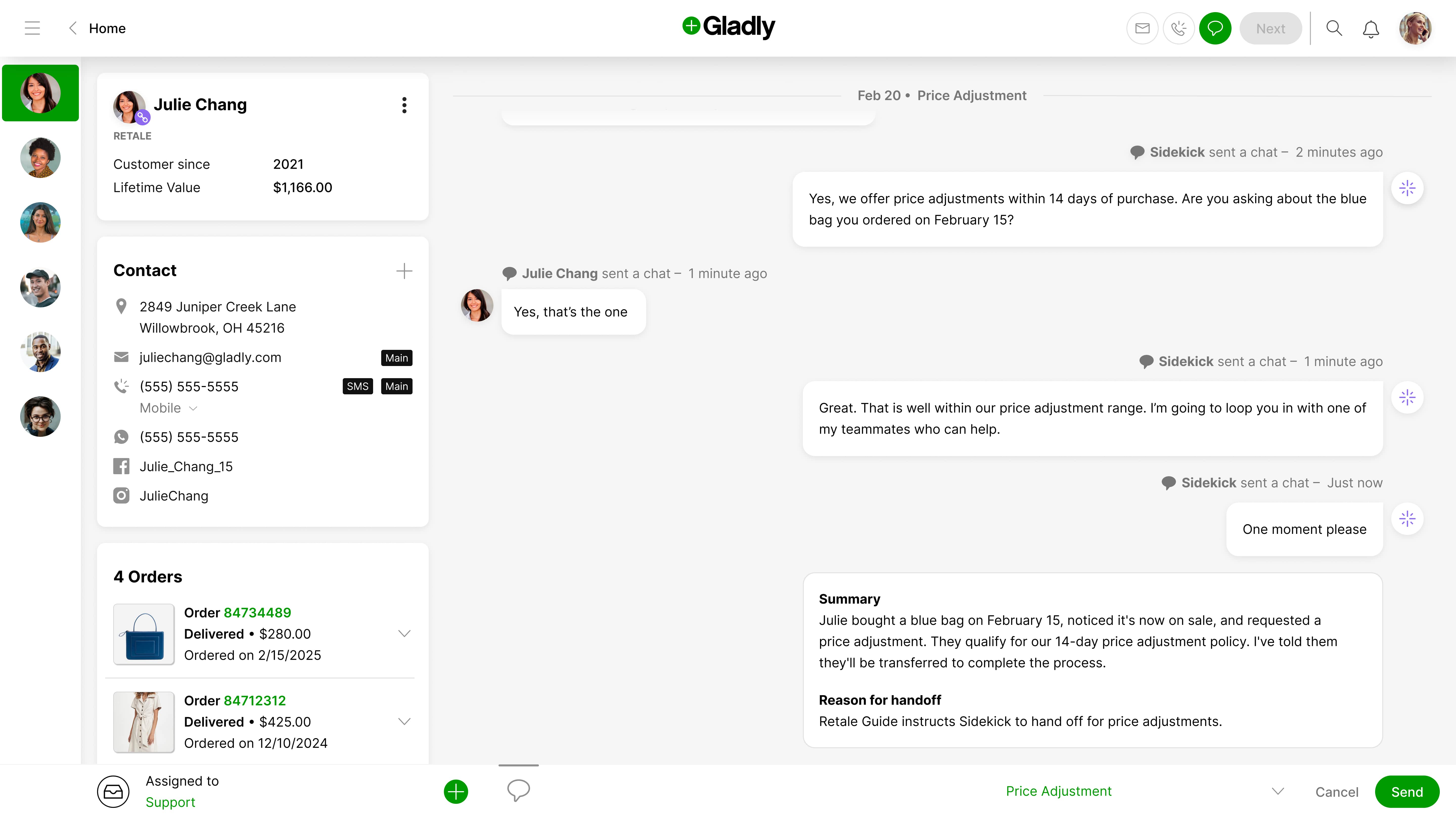 Gladly product screenshot