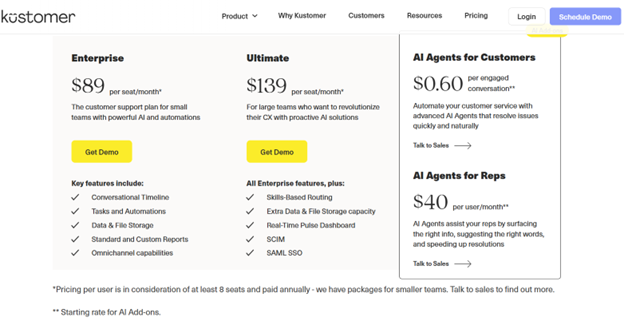 Kustomer pricing
