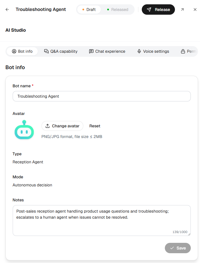 troubleshooting agent details