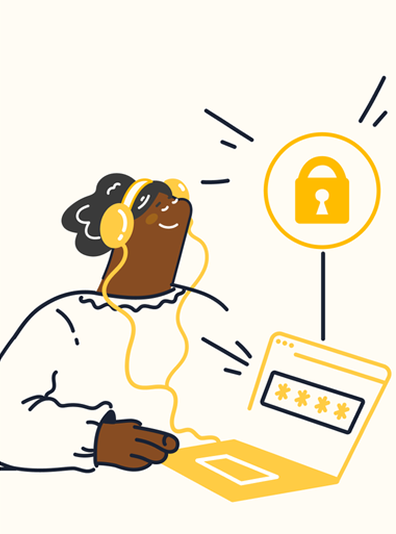 AI Agents role illustration with headset and laptop