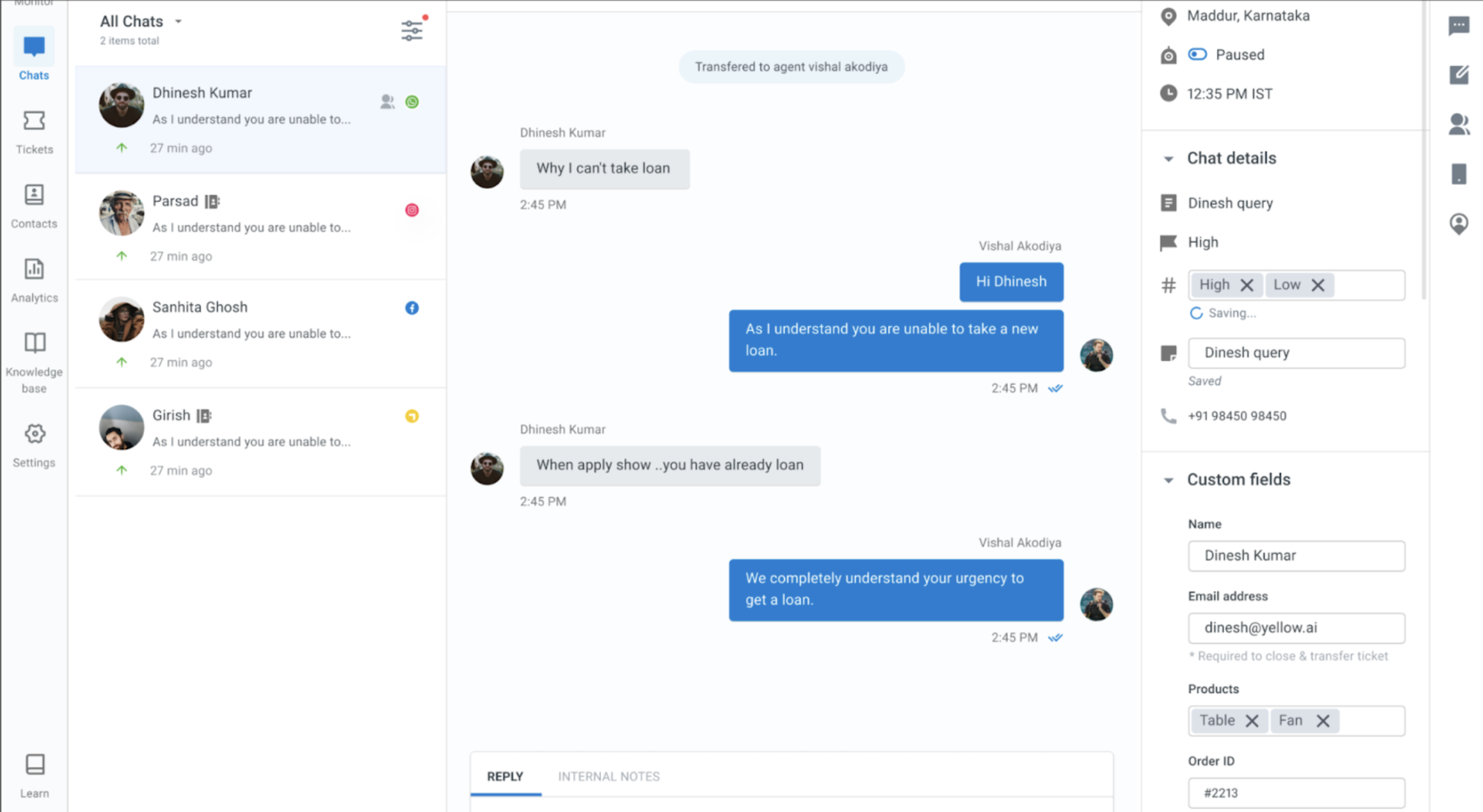 Yellow.ai product screenshot