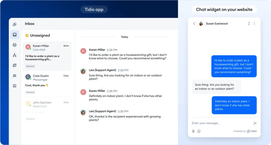 Tidio livechat desktop