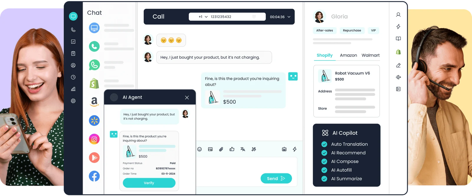 Sobot AI contact center omnichannel interface
