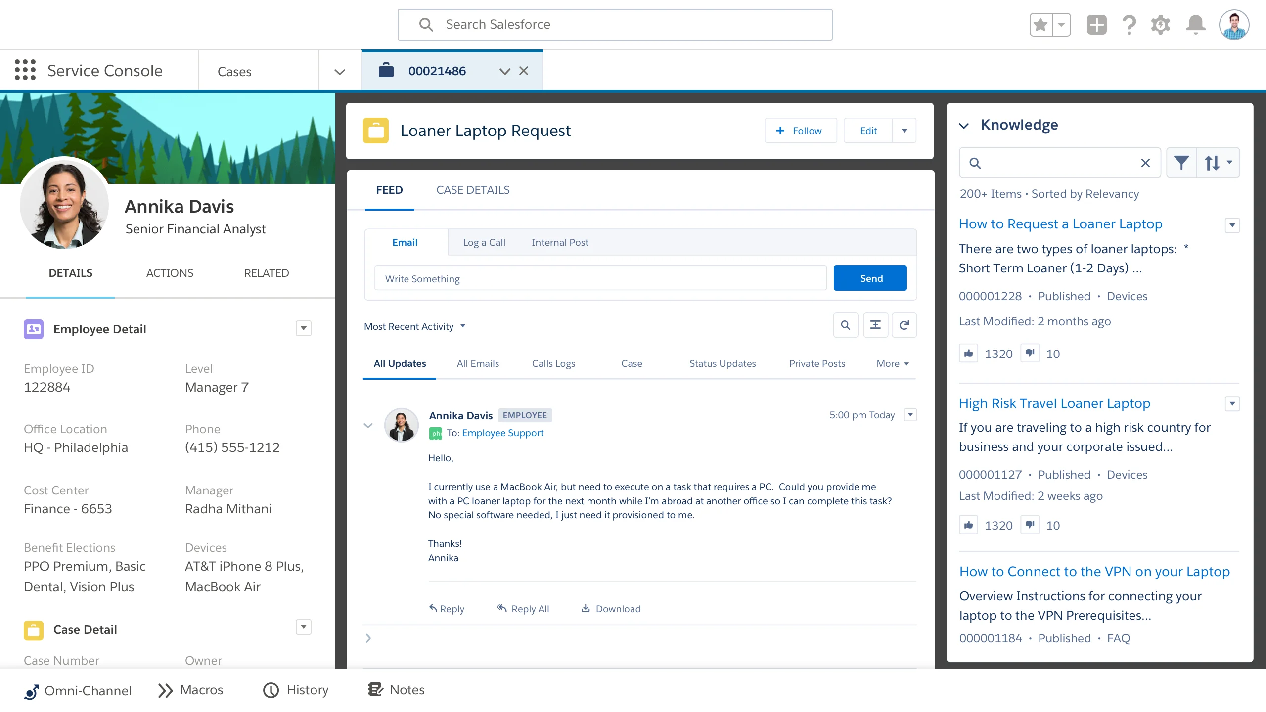 Salesforce Service Cloud product screenshot
